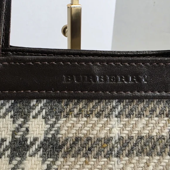 Burberry Nova Wool/leather Vintage Tote Bag